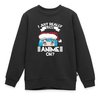 Dessin animé Japonais Caricature - Sweat Premium enfant bio - noir - Devant - AI Model Kid Female (0cm)