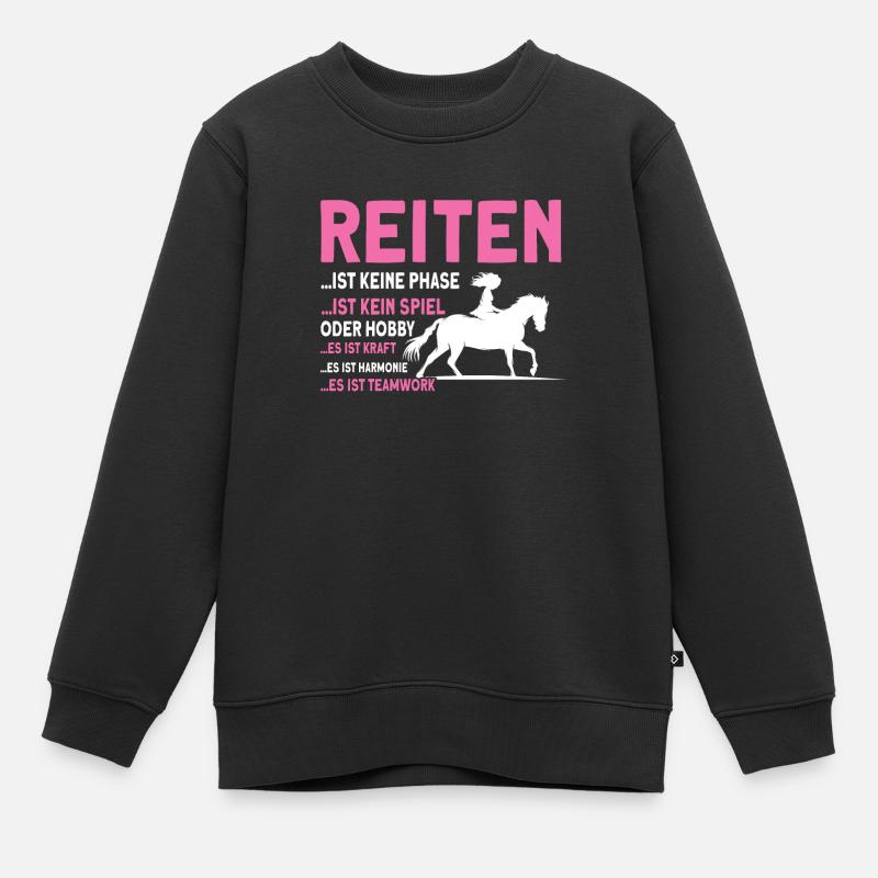 Reiten Pferde Reiter Geschenk - Kinder Premium Organic Sweatshirt - Schwarz