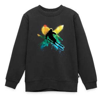 Bunter freestyle ski im Tiefschnee Winterurlaub - Kinder Premium Organic Sweatshirt - Schwarz - Vorne - AI Model Kid Female (0cm)