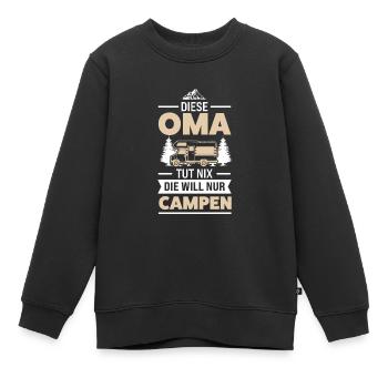 Camping Oma Camper Geschenk - Kinder Premium Organic Sweatshirt - Schwarz - Vorne - AI Model Kid Female (0cm)