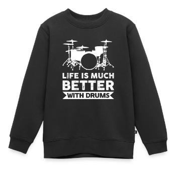 Schlagzeug Schlagzeuger spielen Schlagzeug - Kinder Premium Organic Sweatshirt - Schwarz - Vorne - AI Model Kid Female (0cm)