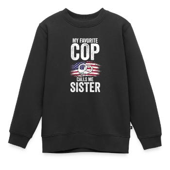 Cop Schwester Cop Schwester Familie Geschenk - Kinder Premium Organic Sweatshirt - Schwarz - Vorne - AI Model Kid Female (0cm)