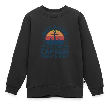 Kapitän Kapitäne Bootfahren Geschenk - Kinder Premium Organic Sweatshirt - Schwarz - Vorne - AI Model Kid Female (0cm)