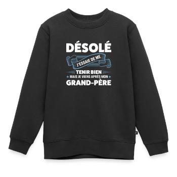 Papi Papi Famille Geschenk - Kinder Premium Organic Sweatshirt - Schwarz - Vorne - AI Model Kid Female (0cm)