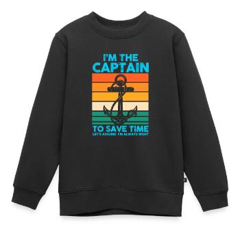 Captain Boat Captains Cadeau - Sweat Premium enfant bio - noir - Devant - AI Model Kid Female (0cm)