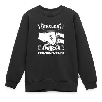 Uncle & 2 Nieces Uncle 2 Nieces Gift - Kids Premium Organic Sweatshirt - black - Front - AI Model Kid Female (0cm)