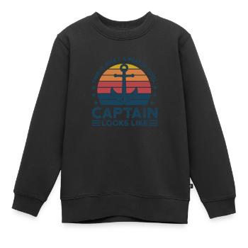Kapitän Kapitäne Bootfahren Geschenk - Kinder Premium Organic Sweatshirt - Schwarz - Vorne - AI Model Kid Female (0cm)
