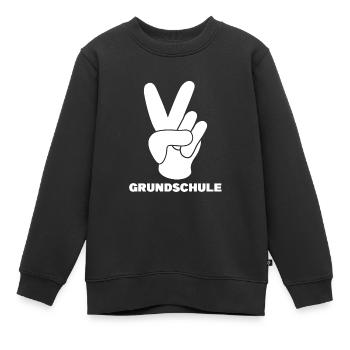 Grundschule V-Handzeichen Grundschüler Geschenk - Kinder Premium Organic Sweatshirt - Schwarz - Vorne - AI Model Kid Female (0cm)
