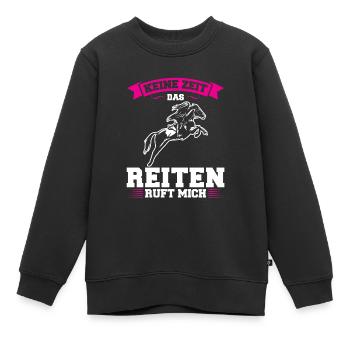 Reiten Mädchen Pferdesport Geschenk - Kinder Premium Organic Sweatshirt - Schwarz - Vorne - AI Model Kid Female (0cm)