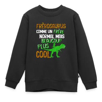 Annonce Grand Frère Humour Dinosaure frèrosaurus - Sweat Premium enfant bio - noir - Devant - AI Model Kid Female (0cm)