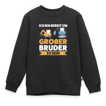 Großer Bruder Bagger Grosser Bruder Geschenk - Kinder Premium Organic Sweatshirt - Schwarz - Vorne - AI Model Kid Female (0cm)