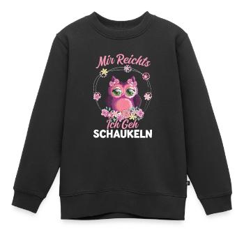 Eule Vogel Schaukeln Geschenk - Kinder Premium Organic Sweatshirt - Schwarz - Vorne - AI Model Kid Female (0cm)