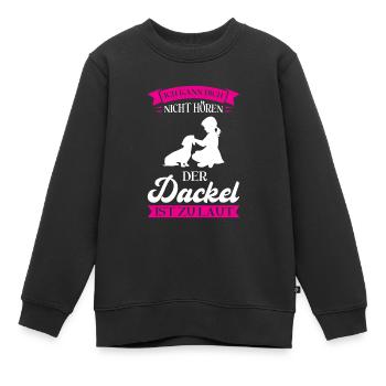 Dackel Hund Hundefreunde Geschenk - Kinder Premium Organic Sweatshirt - Schwarz - Vorne - AI Model Kid Female (0cm)