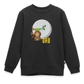 Eule vor Mond - Kinder Premium Organic Sweatshirt - Schwarz - Vorne - AI Model Kid Female (0cm)