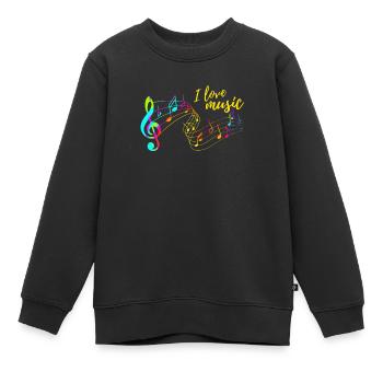 I love music - Kinder Premium Organic Sweatshirt - Schwarz - Vorne - AI Model Kid Female (0cm)