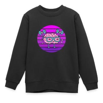 Gehirn Sonnenuntergang Training Gehirn - Kinder Premium Organic Sweatshirt - Schwarz - Vorne - AI Model Kid Female (0cm)