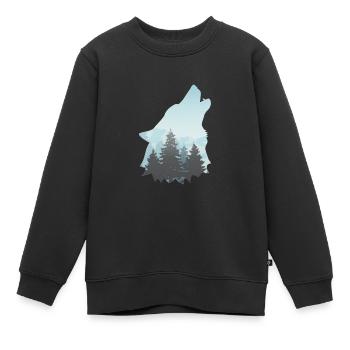 Loup nature loups meute de loups - Sweat Premium enfant bio - noir - Devant - AI Model Kid Female (0cm)