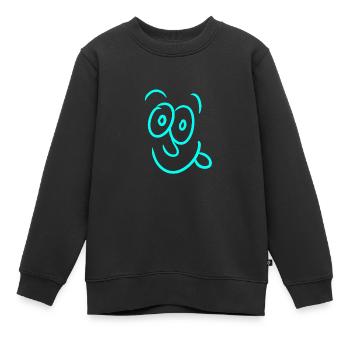 Lustiges Gesicht - Kinder Premium Organic Sweatshirt - Schwarz - Vorne - AI Model Kid Female (0cm)