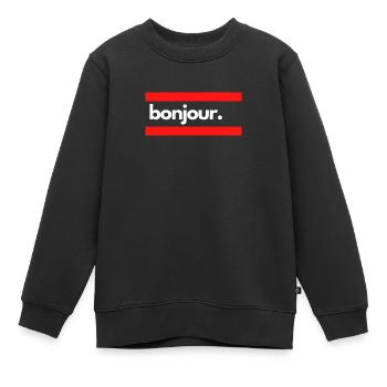 Bonjour - Sweat Premium enfant bio - noir - Devant - AI Model Kid Female (0cm)