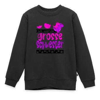 Ich werde grosse Schwester - Bald Schwester - Kinder Premium Organic Sweatshirt - Schwarz - Vorne - AI Model Kid Female (0cm)