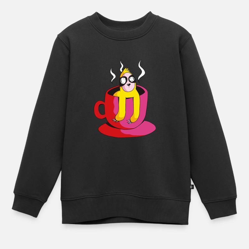 Paresseux café fatigue funeste café - Sweat Premium enfant bio - noir
