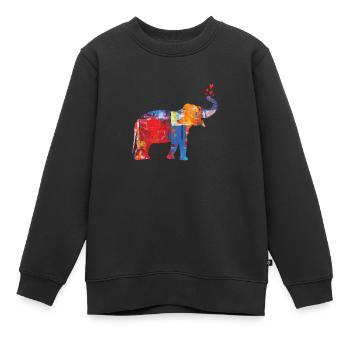 Éléphant Art comme toile - Sweat Premium enfant bio - noir - Devant - AI Model Kid Female (0cm)