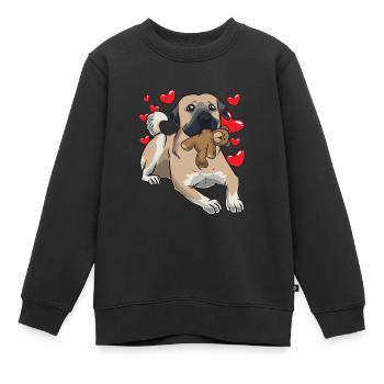 Kangal Hund mit Stofftier und vielen Herzen - Kinder Premium Organic Sweatshirt - Schwarz - Vorne - AI Model Kid Female (0cm)