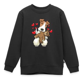 Foxterrier Drahthaar Hund mit Stofftier - Kinder Premium Organic Sweatshirt - Schwarz - Vorne - AI Model Kid Female (0cm)
