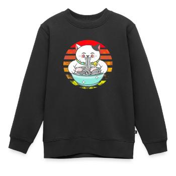 Chinesische Katze Chinesische Nudeln - Kinder Premium Organic Sweatshirt - Schwarz - Vorne - AI Model Kid Female (0cm)