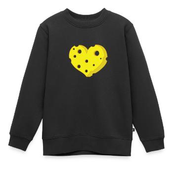 Stück Käse in Herzform - Kinder Premium Organic Sweatshirt - Schwarz - Vorne - AI Model Kid Female (0cm)