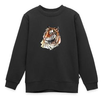 Tête de tigre Gros Tigre - Sweat Premium enfant bio - noir - Devant - AI Model Kid Female (0cm)