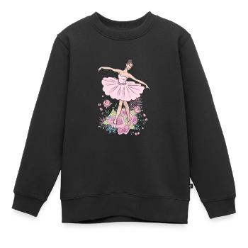 Ballerina Junge Dame Blumen Rosen Tanz - Kinder Premium Organic Sweatshirt - Schwarz - Vorne - AI Model Kid Female (0cm)