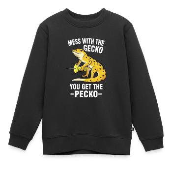 Mèmes Gecko - Sweat Premium enfant bio - noir - Devant - AI Model Kid Female (0cm)