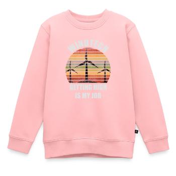 Éolienne d’énergie renouvelable - Sweat Premium enfant bio - rose - Devant - AI Model Kid Female (0cm)