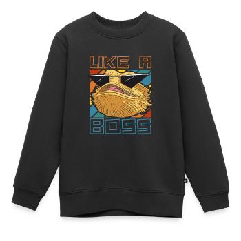 Like a Boss - Lustiger Leguan mit Sonnenbrille - Kinder Premium Organic Sweatshirt - Schwarz - Vorne - AI Model Kid Female (0cm)