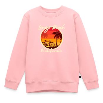 Vélo De Long Beach en Californie - Sweat Premium enfant bio - rose - Devant - AI Model Kid Female (0cm)