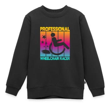Coureur professionnel en fauteuil roulant - Sweat Premium enfant bio - noir - Devant - AI Model Kid Female (0cm)