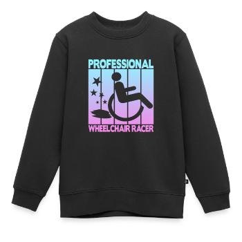 Coureur professionnel en fauteuil roulant - Sweat Premium enfant bio - noir - Devant - AI Model Kid Female (0cm)