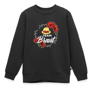 Team Braut Hochzeitsparty Damenhut Rosenkranz Crew - Kinder Premium Organic Sweatshirt - Schwarz - Vorne - AI Model Kid Female (0cm)