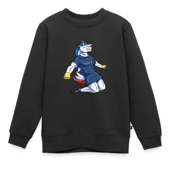 Supporter équipe de france coupe du monde football - Sweat Premium enfant bio - noir - Devant - AI Model Kid Female (0cm)