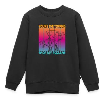 Valentinstag Pizza Partner Liebe - Kinder Premium Organic Sweatshirt - Schwarz - Vorne - AI Model Kid Female (0cm)