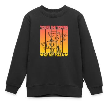 Valentinstag Pizza Partner Liebe - Kinder Premium Organic Sweatshirt - Schwarz - Vorne - AI Model Kid Female (0cm)