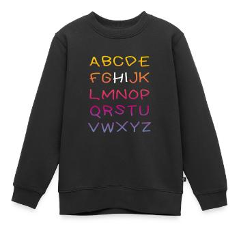Salut Alphabet - Sweat Premium enfant bio - noir - Devant - AI Model Kid Female (0cm)