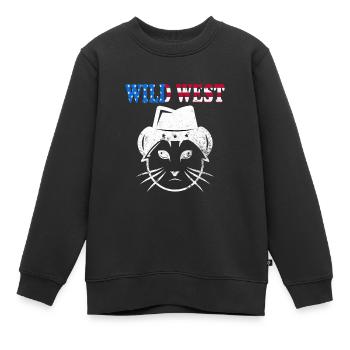Wild West Cowboy Western Texas Rodeo Meow - Sweat Premium enfant bio - noir - Devant - AI Model Kid Female (0cm)