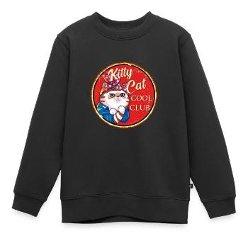 Kitty Cat Cool Club - Kids Premium Organic Sweatshirt - black - Front - AI Model Kid Female (0cm)