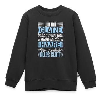 Wir mit Glatze bekommen uns nicht in die Haare - Kinder Premium Organic Sweatshirt - Schwarz - Vorne - AI Model Kid Female (0cm)