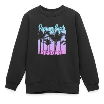 Papenoo Beach Tahiti - Sweat Premium enfant bio - noir - Devant - AI Model Kid Female (0cm)