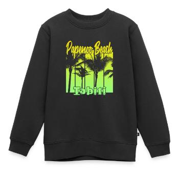 Papenoo Beach Tahiti - Sweat Premium enfant bio - noir - Devant - AI Model Kid Female (0cm)