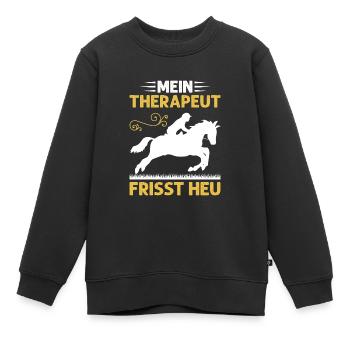 Mein Therapeut Frisst Heu Reiten - Kinder Premium Organic Sweatshirt - Schwarz - Vorne - AI Model Kid Female (0cm)