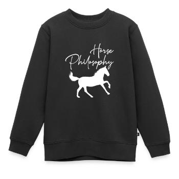 Pferd Philosophie Reiten Tier Western Style Weiß - Kinder Premium Organic Sweatshirt - Schwarz - Vorne - AI Model Kid Female (0cm)